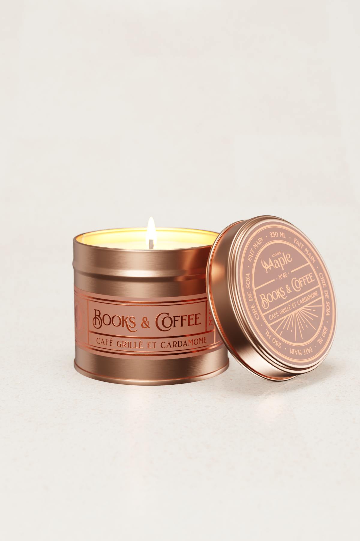 Bougie artisanale BOOKS & COFFEE — Atelier Maple